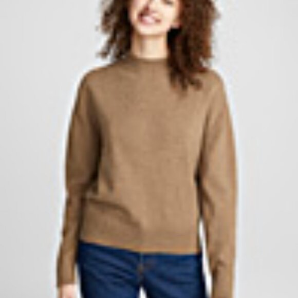 Women's Solid Sweater Merino Wool Mock Neck Warm Pullover - Picture 3 of 3